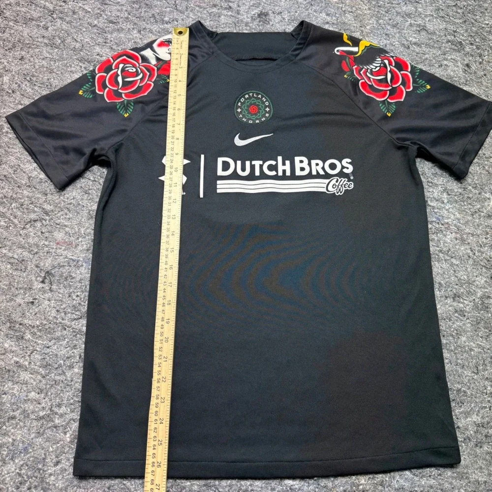 Nike Portland Thorns FC Dutch Bros Jersey Black Rose Tattoo Mens Medium